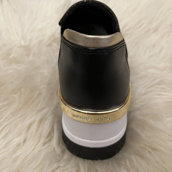 Michael Kors Felix Trainer Platform Wedge Extreme Glitter Rose Gold NEW - Picture 4 of 5